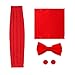 RED Formal Pre-tied Bow Tie Hanky Cufflinks and Cummerbund Set with Gift Box Cm1016 Red