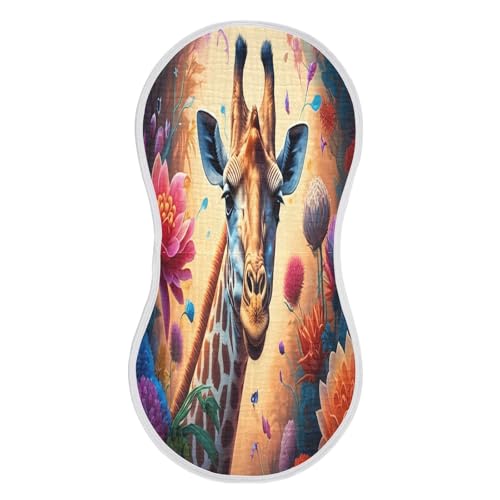 J JOYSAY Floral Giraffe Amber Baby Burp Cloths for Boys Girls Large 22''x11'' Cotton 4 Layer Boys & Girls Rags for Drool Spit Up one sizex1