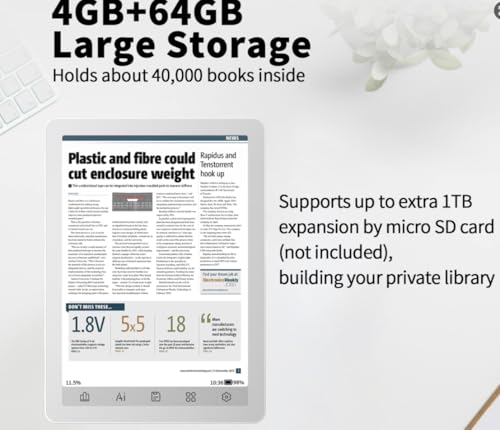 Image of Bigme B6 Color Ebook Reader, 6 Inch e-Paper Tablet, 4GB+64GB Storage, Android 14,White (White)