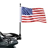 Motorcycle USA Flag Flagpole Mount Rear Rack Luggage Rack Fits for Honda Goldwing GL1500 GL1200 GL1800 2001-2025, Black