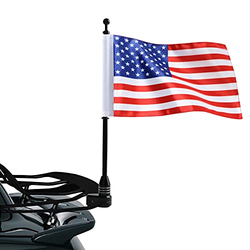 Motorcycle USA Flag Flagpole Mount Rear Rack Luggage Rack Fits for Honda Goldwing GL1500 GL1200 GL1800 2001-2025, Black