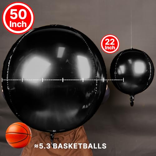 Image of PartyWoo Black Foil Balloons 3pcs Large Round Giant Jumbo 4D Balloons
