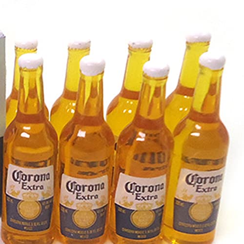 Grebest 1 Set 1:12 Miniature Dollhouse Accessories,Dollhouse Beer 3D Shape Plastic Mini Beer Wine Bottle Set For Doll Toy Supplies Yellow Sets #TOP3