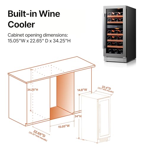 Image of Ca'Lefort 15 Inch Wine Fridge, 28-Bottle Dual Zone Wine Cooler Refrigerator