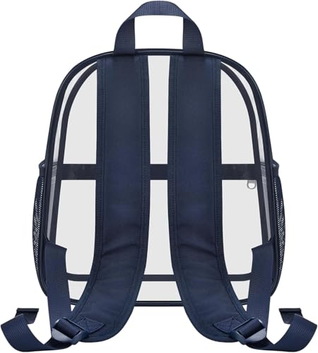 Image of Busiuw Clear Backpack for Stadium Events 12x12x6 Mini Small Clear Backpack with Front Pocket for Concert Sport Events Work Travel(Navy)