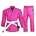 StellMan BJJ Gi for Women Lightweight Brazilian Jiu Jitsu Uniform, 350 GSM Pre‑Shrunk Cotton Kimono for Training Competition (Pink, F4)
