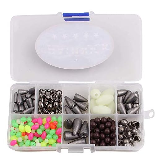 Assorted Fishing Sinker Weights Kit, 266pcs Fishing Line Weights Rolling Swivels Beads Fishing Accessories with Tackle Box for Freshwater Saltwater Bass Trout