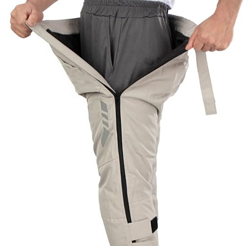 RENHE バイク用オーバーパンツ 冬用 メンズ バイクパンツ 防寒 ライディングパンツ 防風 中綿 ライダースパンツ プロテクター付き レーシングパンツ 防寒保温 ベージュ Mサイズ