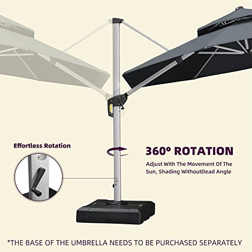 Purple Leaf 11 Feet Patio Umbrella Outdoor Round Umbrella Large Cantilever Umbrella Windproof Offset Umbrella Heavy Duty Sun Umbrella For Garden Deck Pool Patio, Grey #TOP7