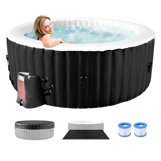 Round Inflatable Hot Tub, 2-4 Person Portable Blow up Hot Tub, Leak-Proof PVC Outdoor Spa with 120 Air Jets, Insulated Cover & Heater Pump, 71” X 71” X 25”