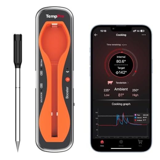 ThermoPro TempSpike 500FT Truly Wireless Meat Thermometer, Bluetooth Meat Thermometer for Grilling and Smoking, Meat Thermometer Wireless for BBQ Oven Smoker Rotisserie Sous Vide