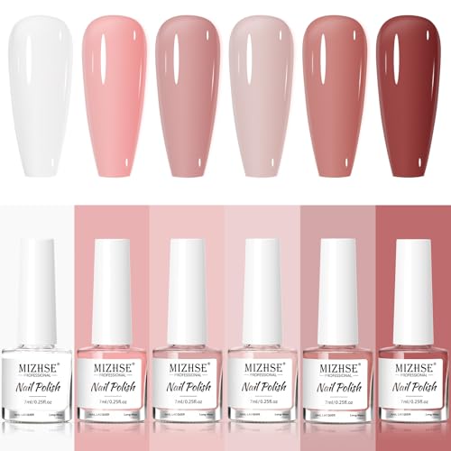 MIZHSE Quick Dry Nail Polish Set: 6 Classic Nude Colors