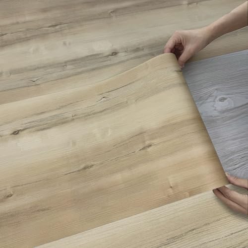 Lareko 52 Sq.Ft Peel and Stick Floor Tile – 630' Length 12' Width Roll - Burlywood Self-Adhesive Vinyl Flooring Waterproof, Wide Wood Plank for Easy Installation, Bedroom, Kitchen
