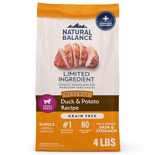 Natural Balance Limited Ingredient Small-Breed Adult Grain-Free Dry Dog Food, Reserve Duck & Potato Recipe, 4 Pound (Pack of 1)