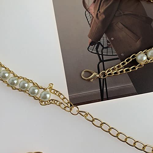 gofidin Thin Chain Waistband, Pearl Waist Strap Adjustable Casual Body Link Belts for Trouser Dress Belts Party3