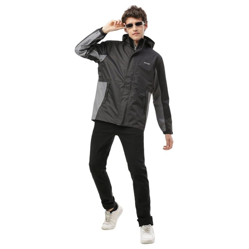 Image of Zeel Raingear Stylish Rain Jacket for Men Waterproof for Bike Riders with Adjustable Hood along with inner pockets,Waterproof Rainwear with Lightweight Polyester Jacket, ZRR003