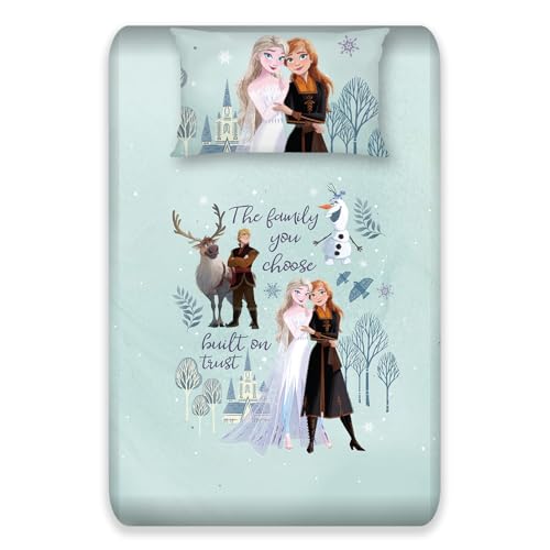 Image of Sassoon Disney Frozen Sisters Digital Printed, Cotton Single Bedsheet, 300 TC, 1 Pillow Cover, Fade Resistant, Bedsheet for Kid's Bedroom, (1.50m X 2.35m)