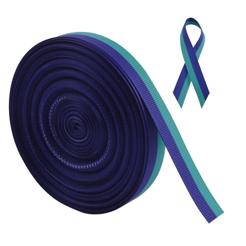 WANDIC Suicide Prevention Awareness Grosgrain Ribbon, 50 Yards Teal and Purple Ribbed Ribbon Sexual Assault Awareness Ribbon for Gift Wrapping, Brooch Making
