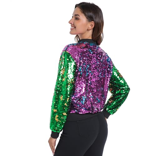 MISI CHAO Womens Sequin Jacket Bomber Glitter Coat 1989 Slitter Outfit Shiny Disco Y2K 90s Streetwear For Concert Party4
