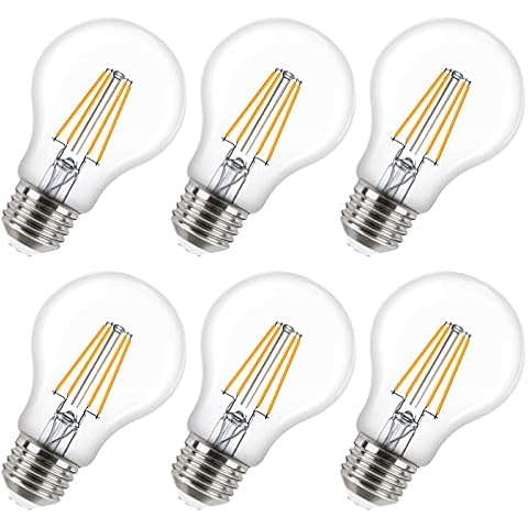 Bighouse E27 LED Warm White Light Bulb, 4 W Replaces 35 W Halogen Bulbs, A60 LED Lamp, Teardrop Shape Bulb, 2700 K Warm White, 400 lm, 360° Beam Angle Glass, Not Dimmable, Filament Clear, Pack of 6 Cover