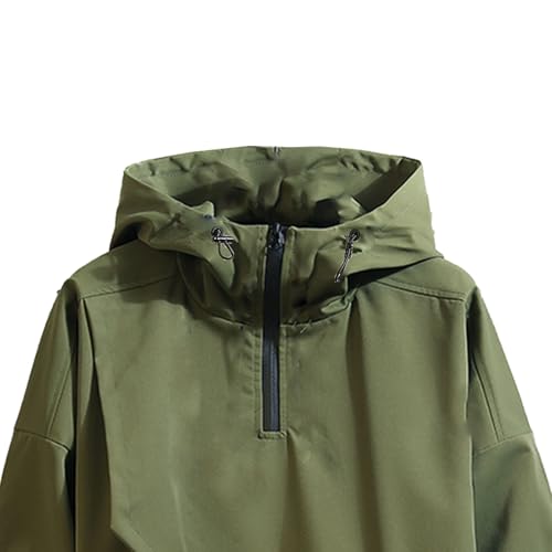 Image of GURUNVANI Men's Hooded Windbreaker Jacket Zip Up Patchwork Hoodie Anorak