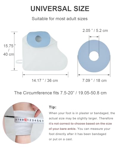 CureSquad Duschschutz Fuß, Wasserdichte Fußabdeckung für Dusche, Weiche Bequeme Gipsabdeckung für Fuß, Knöchelgipsabdeckungen für Dusche Erwachsener, Wiederverwendbarer Gipsschutz, Wundpflegezubehör