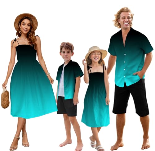 Image of SANGTREE Family Matching Hawaiian Outfits , Casual Beach Travel Clothes ,Vacation Clothing Set for Women & Men & Girls & Boys