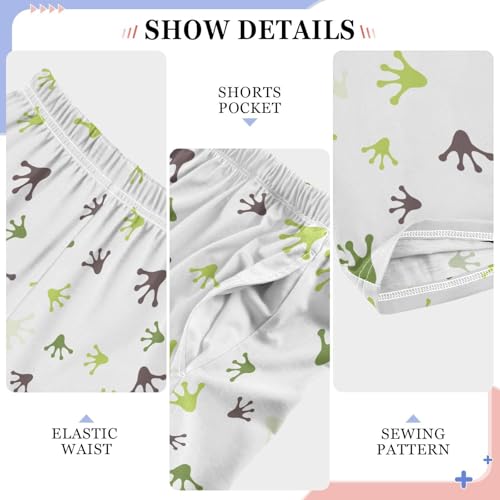 Frog Paw Print Boys Long Pants Soft Trousers Elastic Waist Kids Lounge Bottoms with Pockets S-XL4