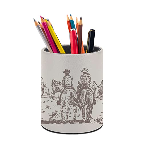 XUWU Western Desert Cowboy Pen Holder Pencil Cup for Desk Organizer