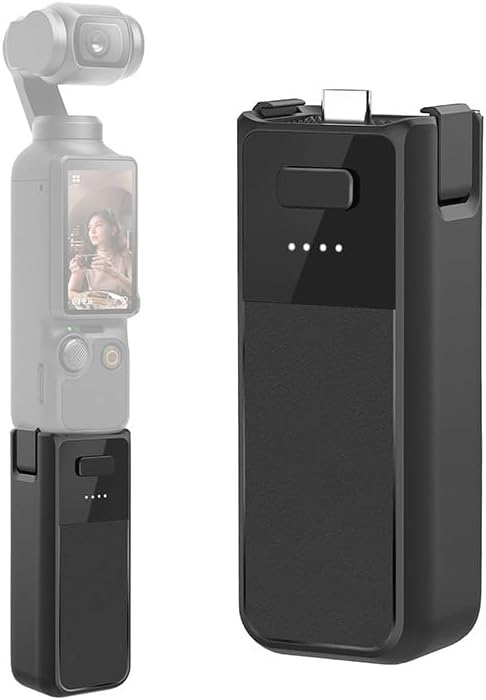 Battery Handle Compatible with Osmo Pocket 3, 2800mAh Portable Power Grip with 1/4" Thread, 10W Fast Charging, Extended Shoot Time & Tripod Compatibility (Black)
