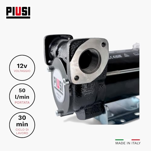 Piusi Pompa Semplice Per Travaso Gasolio Autoadescante A Palette A 12V, Portata 50 Litri/Minuto Con Connessioni In Linea Filettate 3/4" Bsp | BP3000 Inline F00357500 - 2