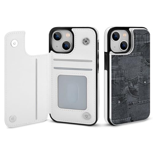 適用 iPhone15Plus用ケース 手帳型 デニム柄 スマホケース カード収納 スタンド機能 アイフォン15Plusケース 耐衝撃 PUレザー カバー 財布型 Case