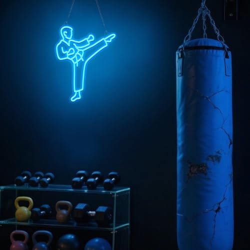Image of Ammonite Karate Neon Sign, LED Neon Lights for Room Wall Table Decor Art, Men Karate Decor Light Birthday Xmas Gifts for Kids Boys Sports Fan