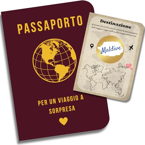 EQUIK PRODUCTS Biglietto Regalo Viaggio, Passaporto Viaggio Sorpresa | Biglietto Gratta e Vinci Personalizzato | Diario di Viaggio, Taccuino Viaggio | Regalo Viaggiatore, Regalo Viaggi