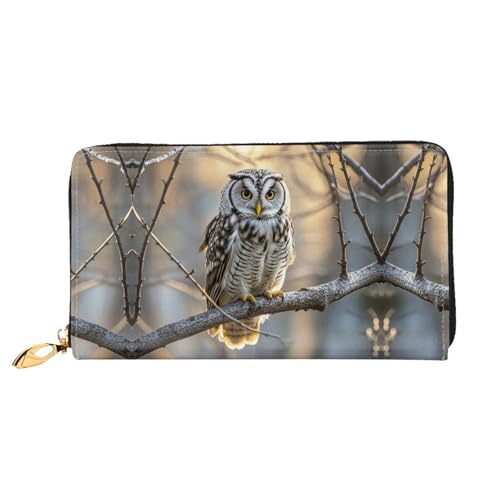 Portefeuille en cuir ultra fin avec motif hibou : l'excellence du porte-cartes de crédit bifold