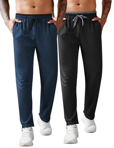 COOFANDY Mens Athletic Workout Pants Open Bottom Sweatpants Mesh Gym Pants for Runnning, Training,Casual