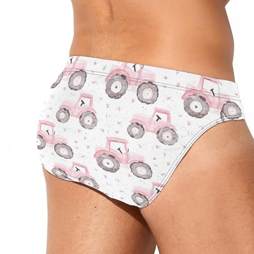 Watercolor Tractor Pattern Mens Swim Briefs Bikini Sexy Low Rise Trunks Swimsuit Bathing Suit Beach3