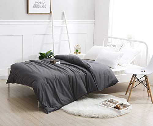 Image of F.Y.Dreams Weighted Blanket Duvet Cover 60x80 inches with 8 Ties,Zipper on Long Side /100% Cotton, Dark Grey /Just Duvet Cover