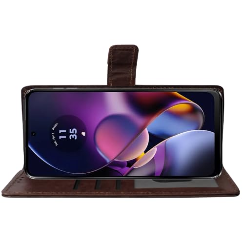 Image of Amazon Brand - Solimo Flip Leather Mobile Cover (Soft & Flexible Back case) for Motorola Moto G54 5G / G54 Power 5G / G64 5G (Coffee)