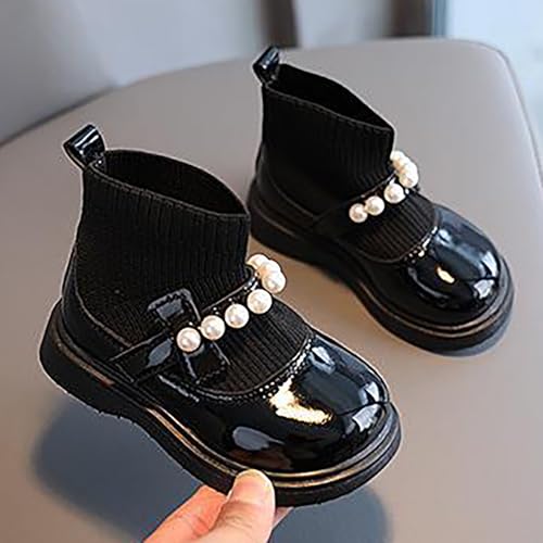 IWIHMIV Ankle Boots for Girls Toddler Winter Shoes Toddler Girls Sock Ankle Boots Little Kid Fall Booties Leather Comfort Shoes2