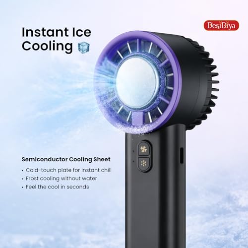 Image of Desidiya Portable Hand Fan | 1800mAh Rechargeable Battery | Digital Display | Touch Control | 3 Speed Modes with 150 speed dailing Button | Personal Cooling Fan for Home, Office & Travel