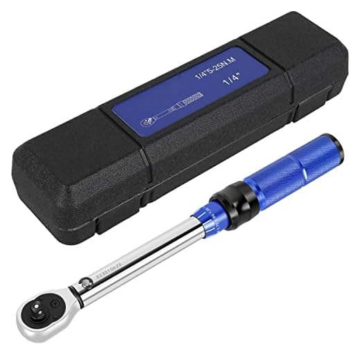 1/4'' Torque Wrench 5-25N.m Drive Click Ratchet Socket Spanner Adjustable Preset Torque Hand Tool with Storage Box Durable Handheld Cycling Bicycle Maintenance Kit for Car Bike(Blue and silver)