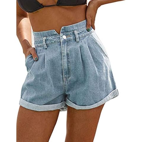 JASAMBAC Women's High Waisted Denim Jean Shorts Cover