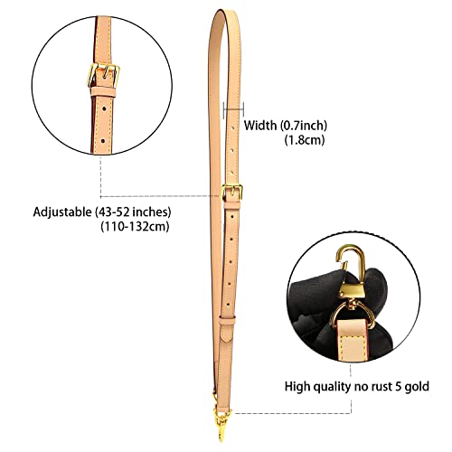 Beudw Purse Strap Adjustable Crossbody Strap, Leather Shoulder Strap Belt Replacement ，Pochette Strap Vachetta Diagonal Shoulder Straps Replacement Leather Straps（Width 1.8 Cm） #TOP5