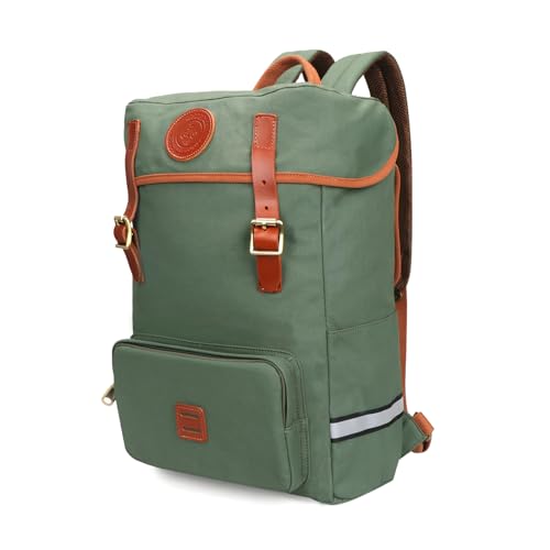 TOURBON Canvas Leather Backpack Pannier for Bicycle Rear Rack, 15.6-16
