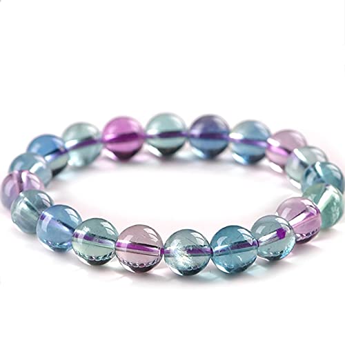 Natural Crystal Bracelet for Men Women Flourite Chakra Balancing Gem Feng Shui Bracelet Amulet for Healing Prosperity Positivity Spiritual Balance Good Luck,Level a,10mm2