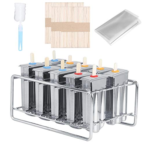 mit Rack-Reinigungsbürste für die Küche,10-Form-Eiscreme aus 304 Edelstahl, DIY-Eiscreme-Eis am Stiel-Form-Eis am Stiel…