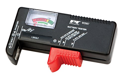Performance Tool W2987 - Compact Battery Tester for Standard and Rechargeable Batteries with Color-Coded Display and No Battery Required