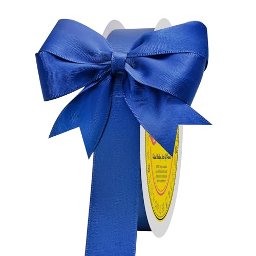 Image of Royal Blue Satin Ribbon 1 inch X 50 Yards Polyester Ribbon for Gift Wrapping Very Suitable for Weddings Party Hair Bow Invitation Decorations and More