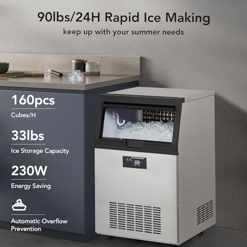 Máquina comercial de hielo Takywep 90 lbs/24H acero inoxidable miniatura 2